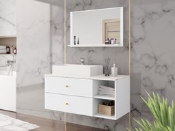Ensemble de salle de bain Ophruvi 100 (Blanc + Marbre blanc)