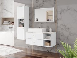 Ensemble de salle de bain Ophruvi 101 (Blanc + Marbre blanc)