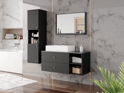 Ensemble de salle de bain Ophruvi 101 (Noir + Marbre noir)