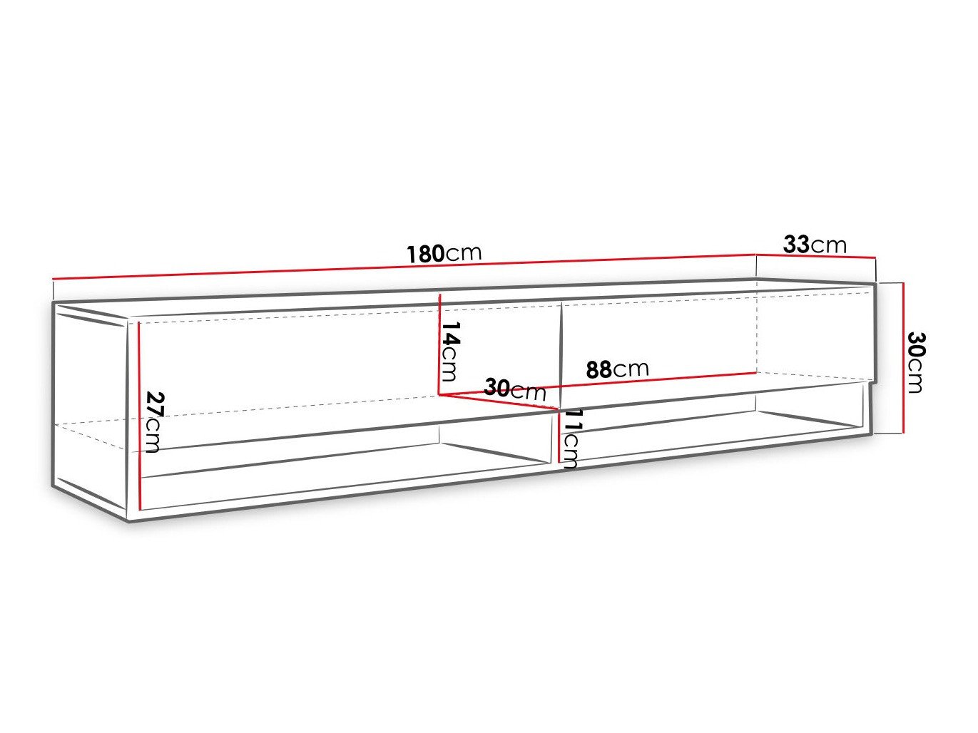 Meuble TV Sarasota 119 (Graphite + Noir)