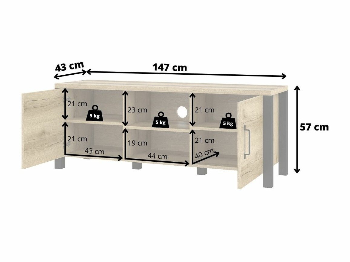 Meuble TV Tornua 104 (Épicéa foncé + Noir mat)
