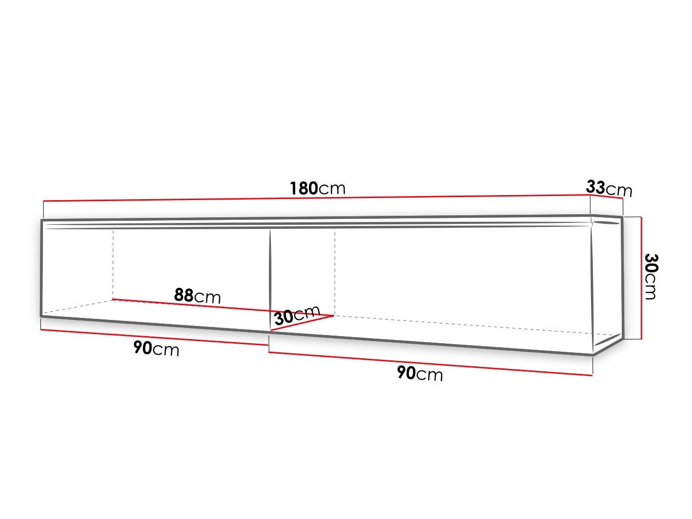 Meuble TV Sarasota 164 (Graphite + Noir)
