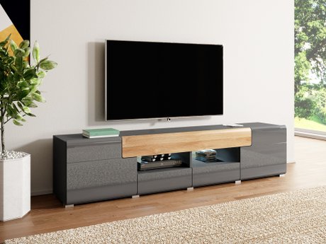 Meuble TV Torsone 113 (Anthracite + Gloss anthracite + Grandson chêne)