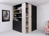 Armoire d'angle Camteso 113 (Noir + Chêne + Beige)