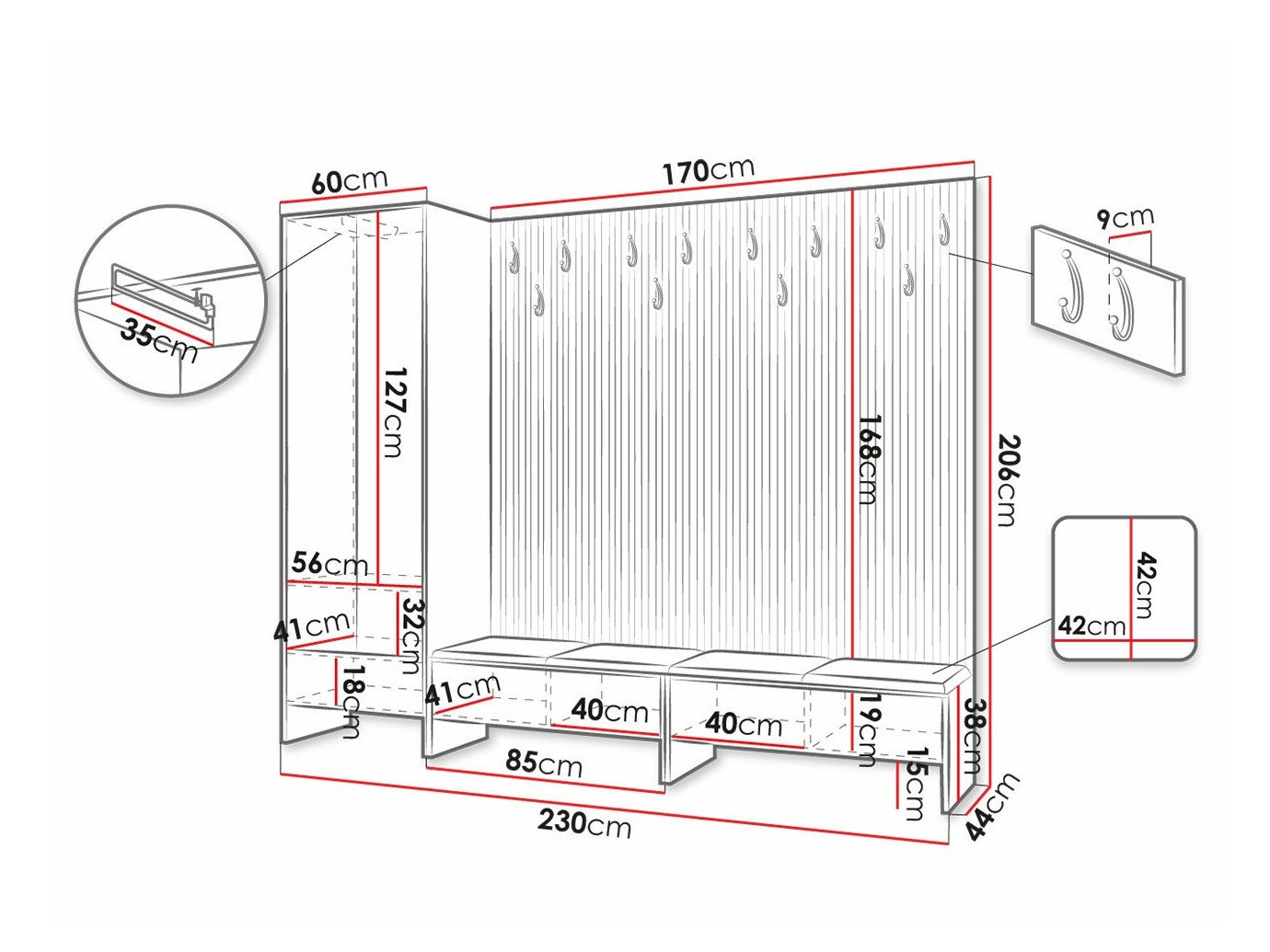 Meuble d'entrée Donio VI (Chêne Artisan + Soft 017)