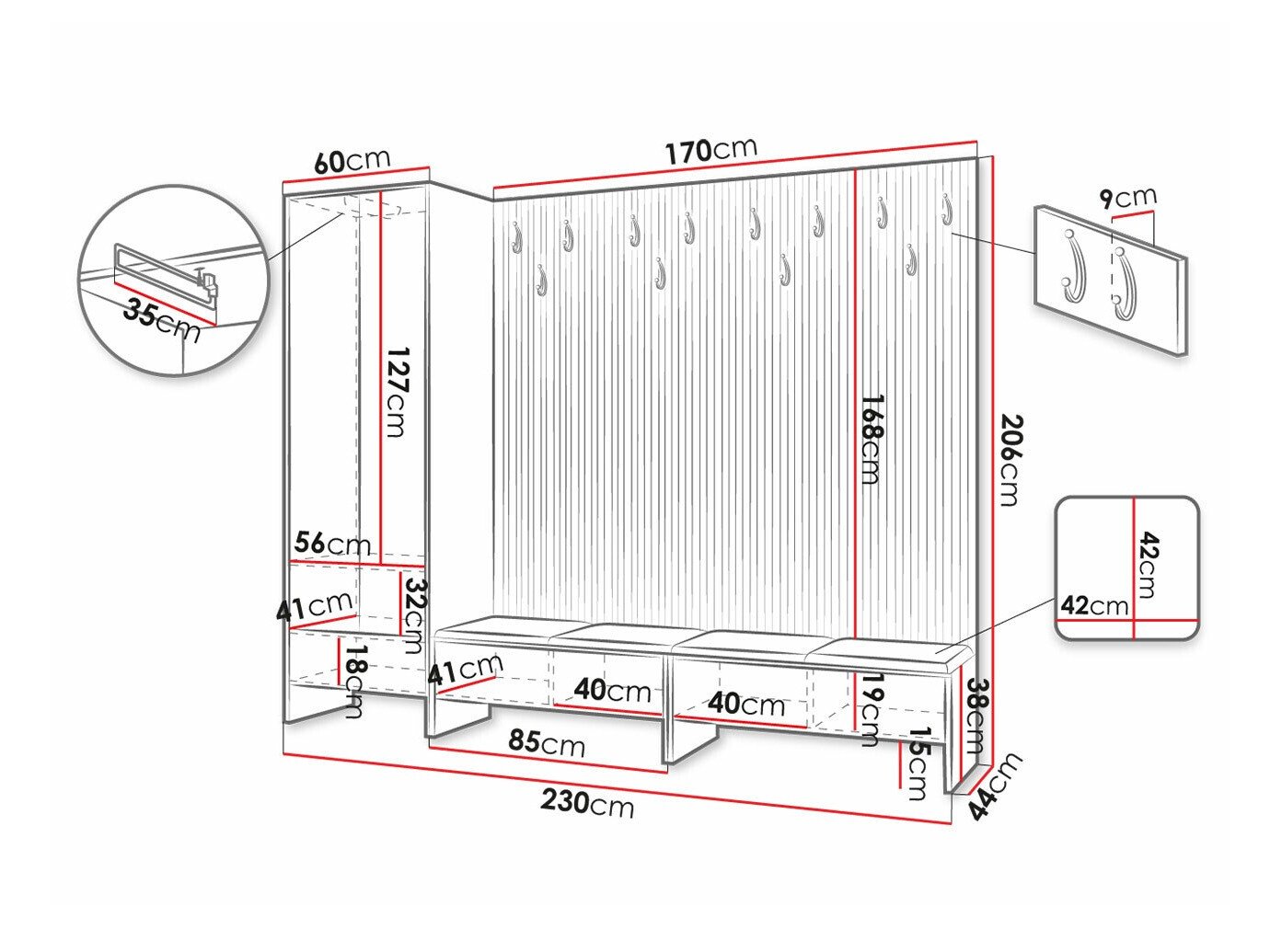 Meuble d'entrée Hartford 484 (Chêne Artisan + Soft 011)