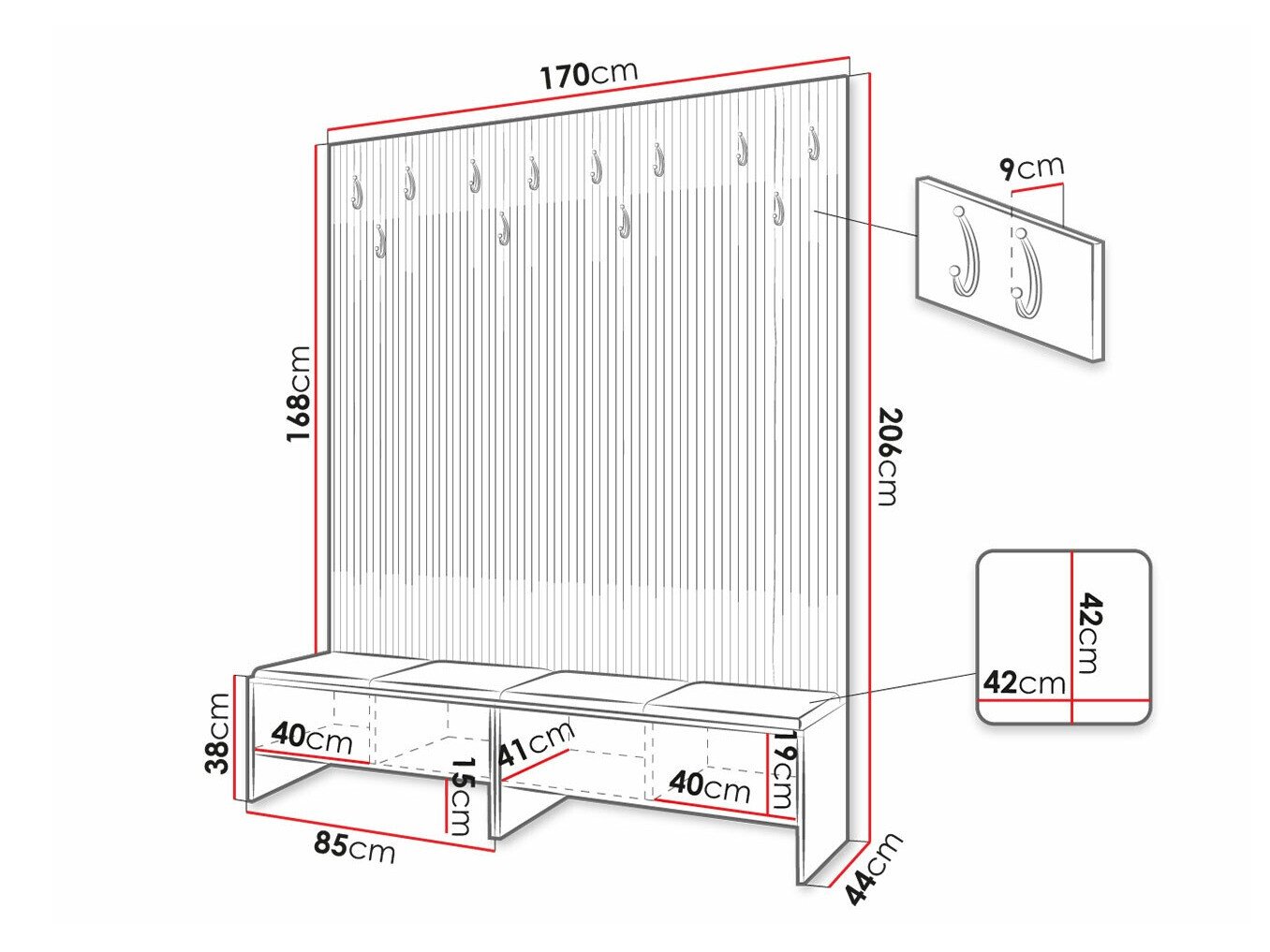 Meuble d'entrée Donio V (Chêne Artisan + Manila 02)