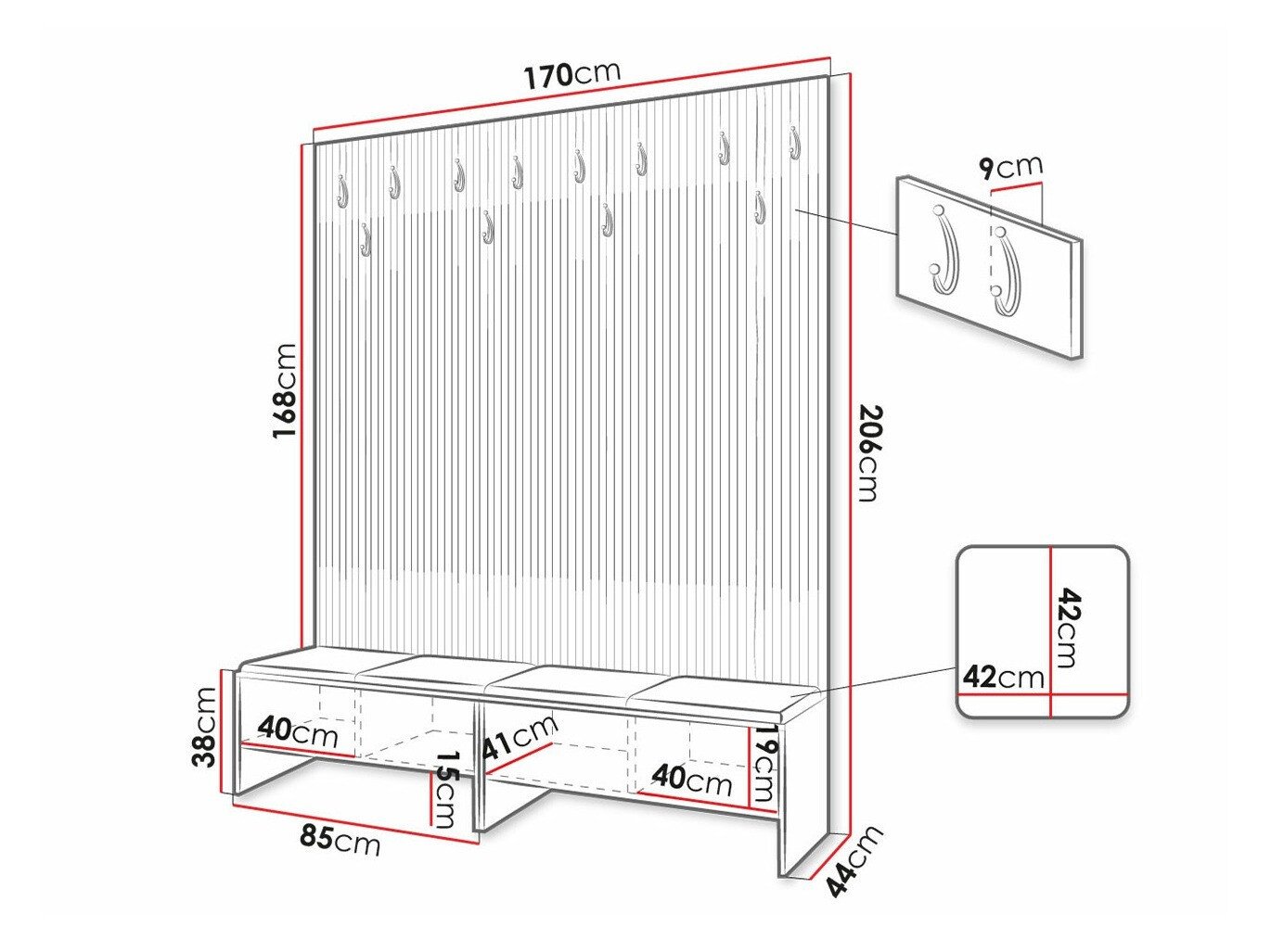 Meuble d'entrée Donio V (Chêne Artisan + Manila 04)