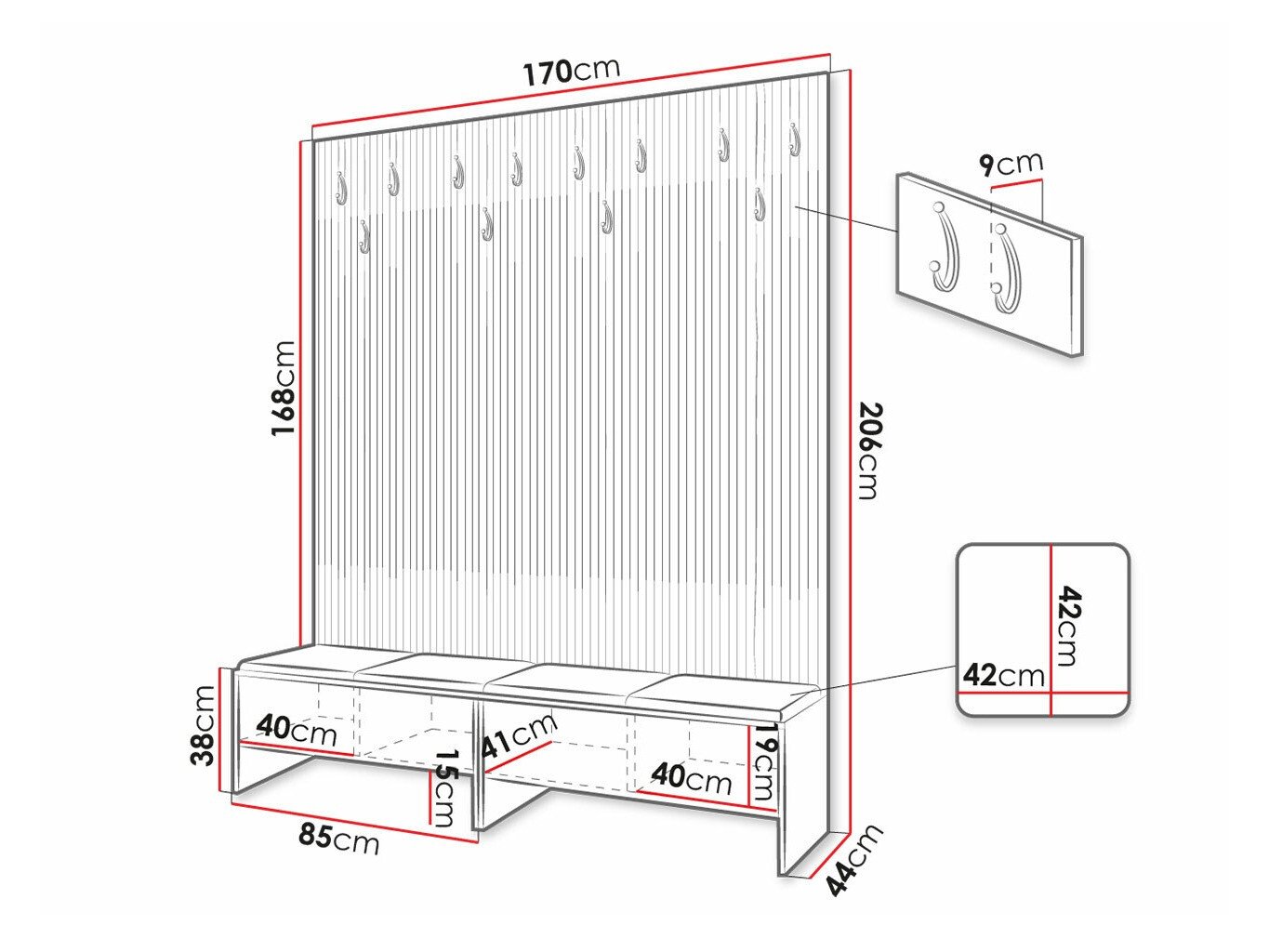 Meuble d'entrée Donio V (Chêne Artisan + Manila 32)