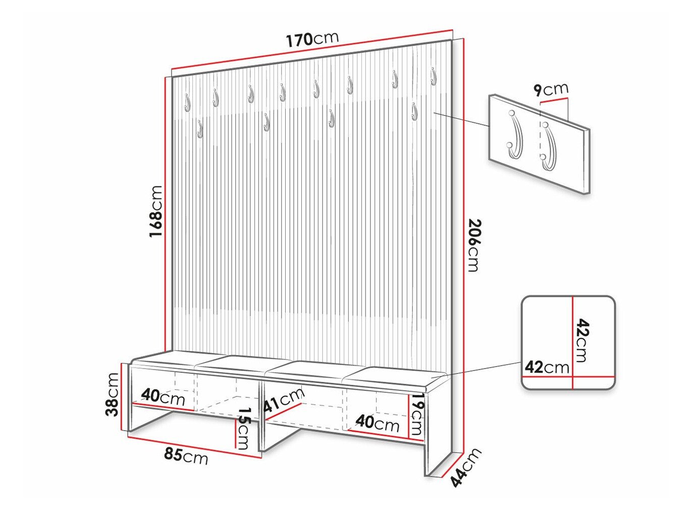 Meuble d'entrée Hartford 485 (Chêne Artisan + Manila 09)