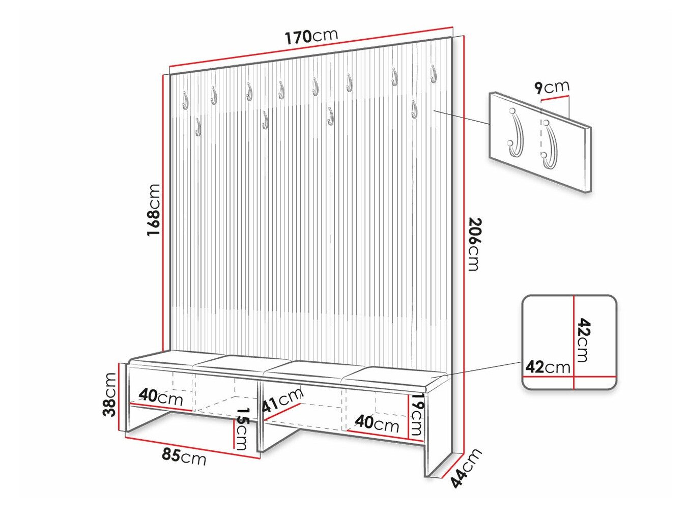 Meuble d'entrée Hartford 485 (Chêne Artisan + Manila 18)