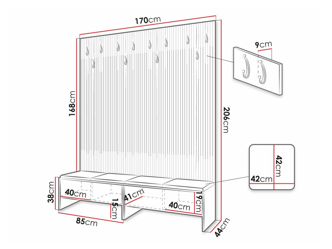 Meuble d'entrée Hartford 485 (Chêne Artisan + Manila 26)