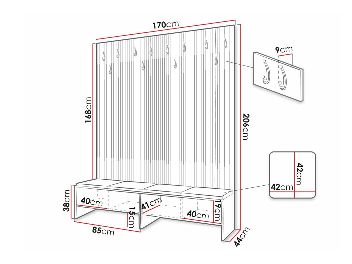 Meuble d'entrée Hartford 485 (Chêne Artisan + Manila 35)