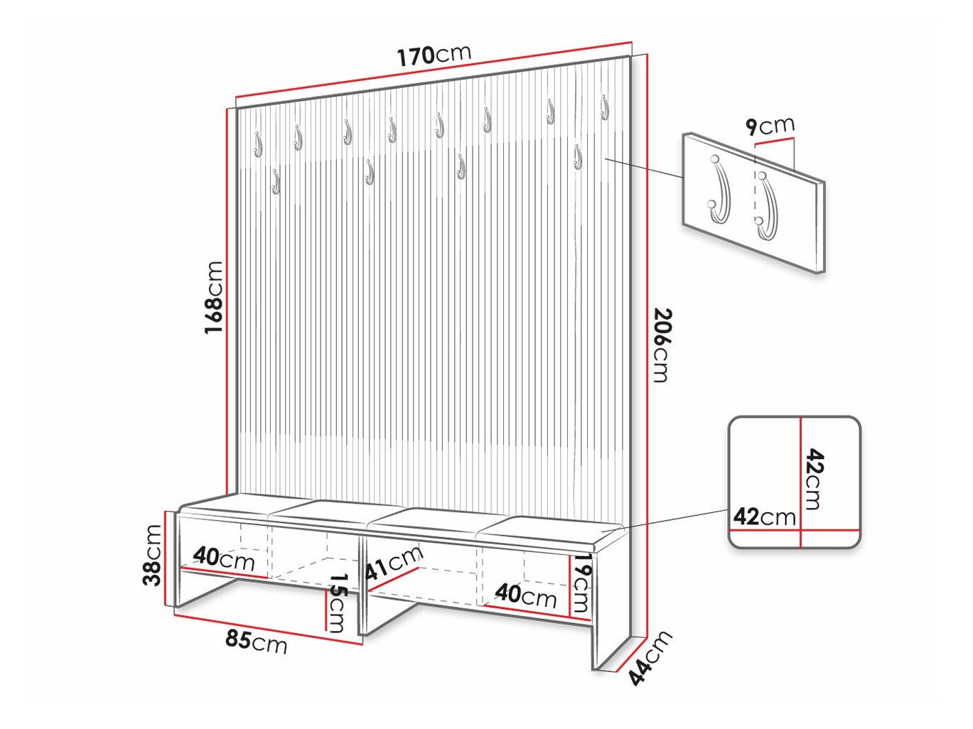 Meuble d'entrée Hartford 485 (Chêne Artisan + Soft 011)
