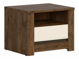 Table de chevet Ophevaru 115 (Crème brillante + April chêne)