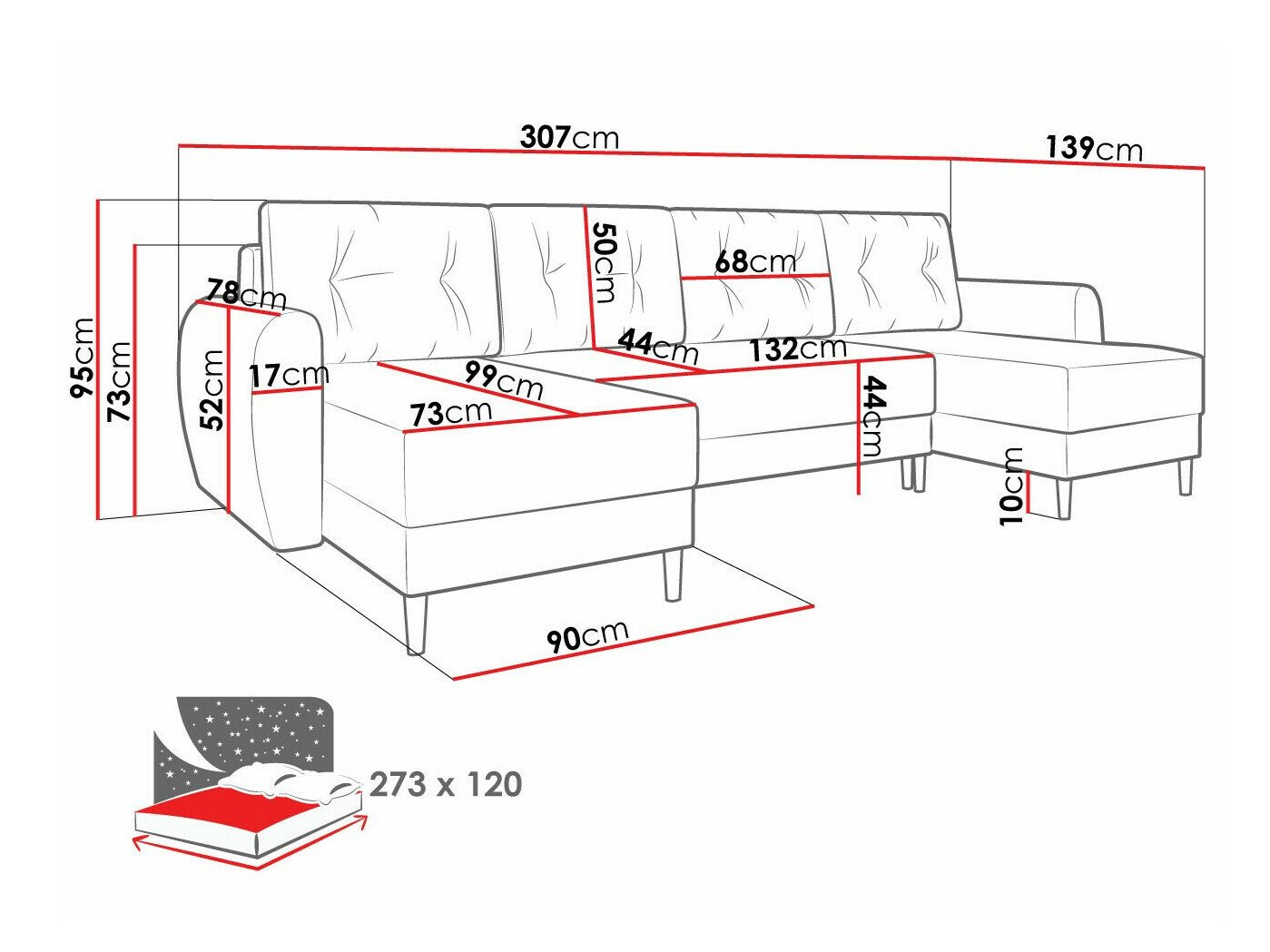 Canapé d'angle Memphis 140 (Poso 100)