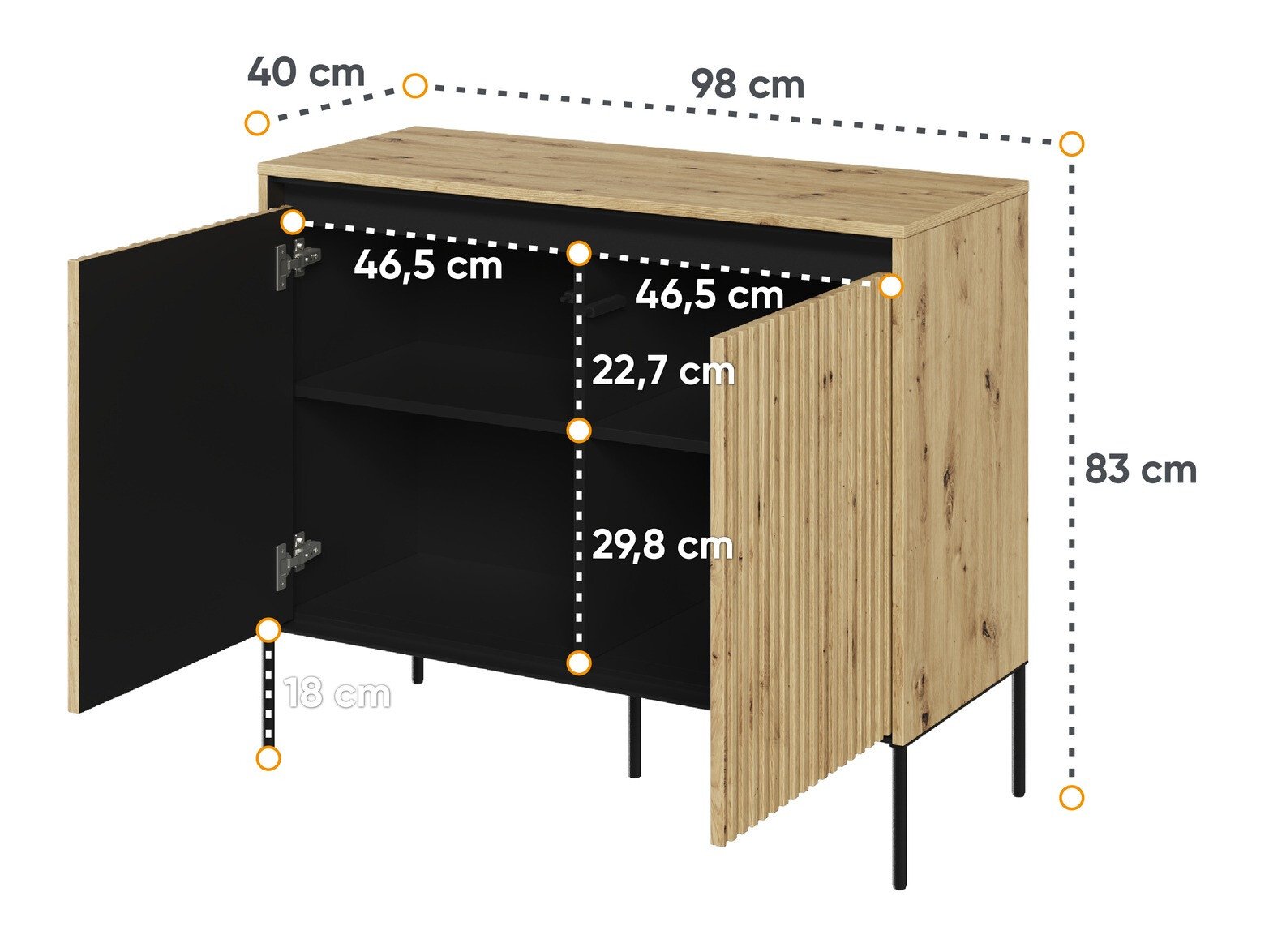 Buffet Fernolu 101 (Chêne Artisan + Noir)