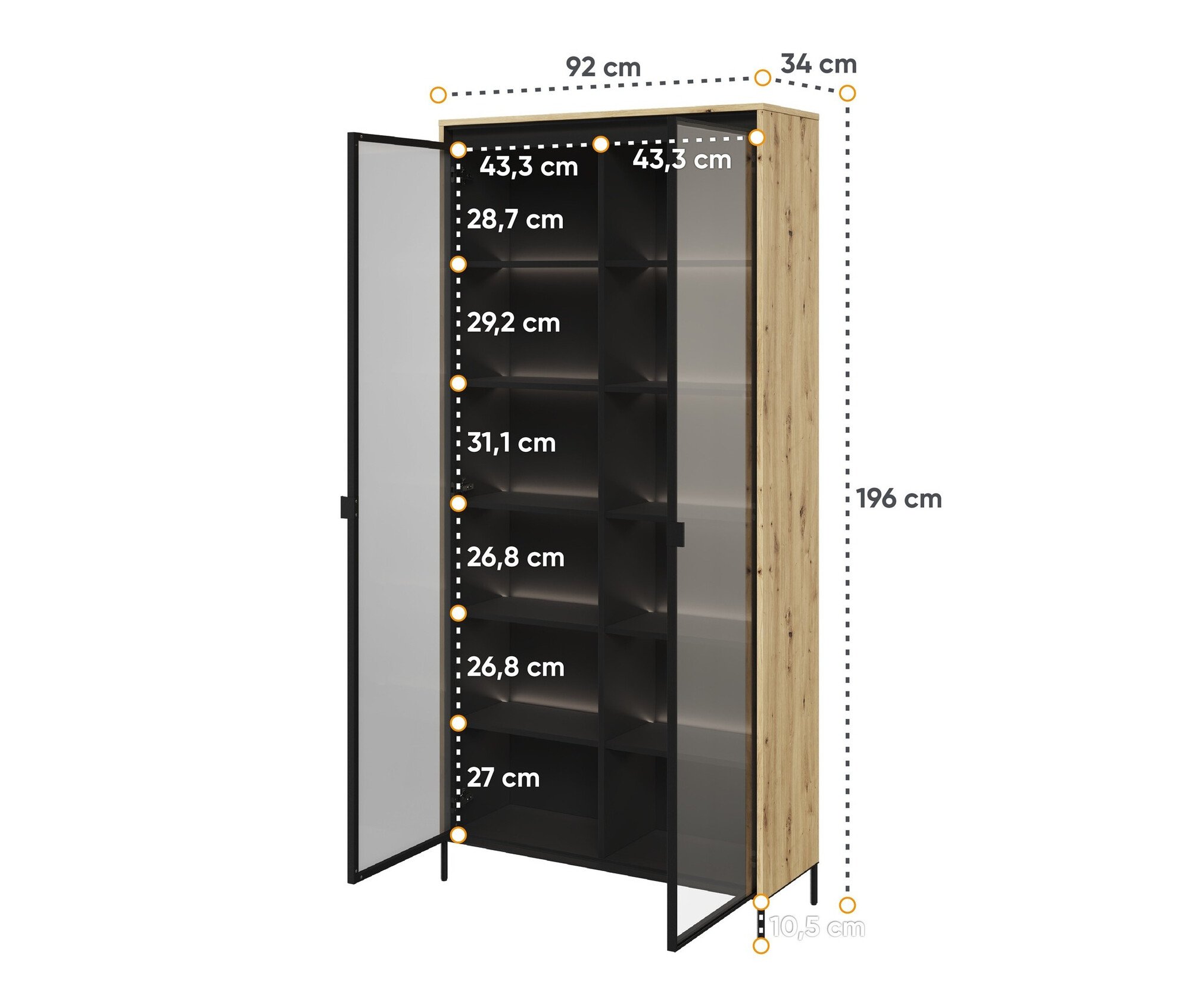 Étagère Fernolu 106 (Chêne Artisan + Noir)