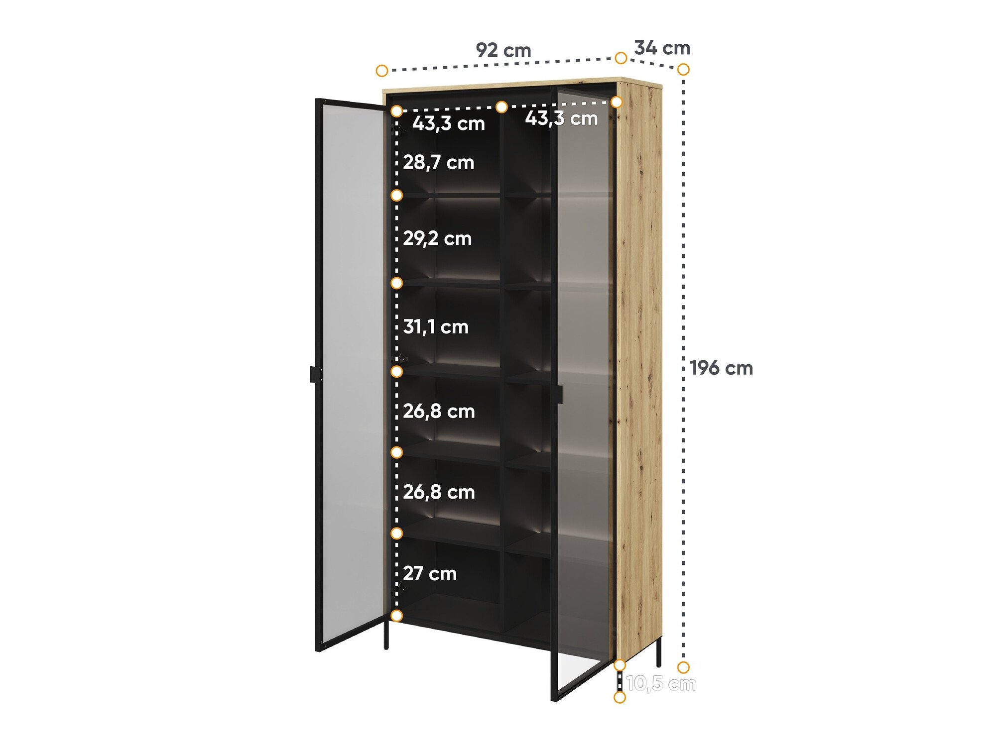Étagère Fernolu 106 (Chêne Artisan + Noir)