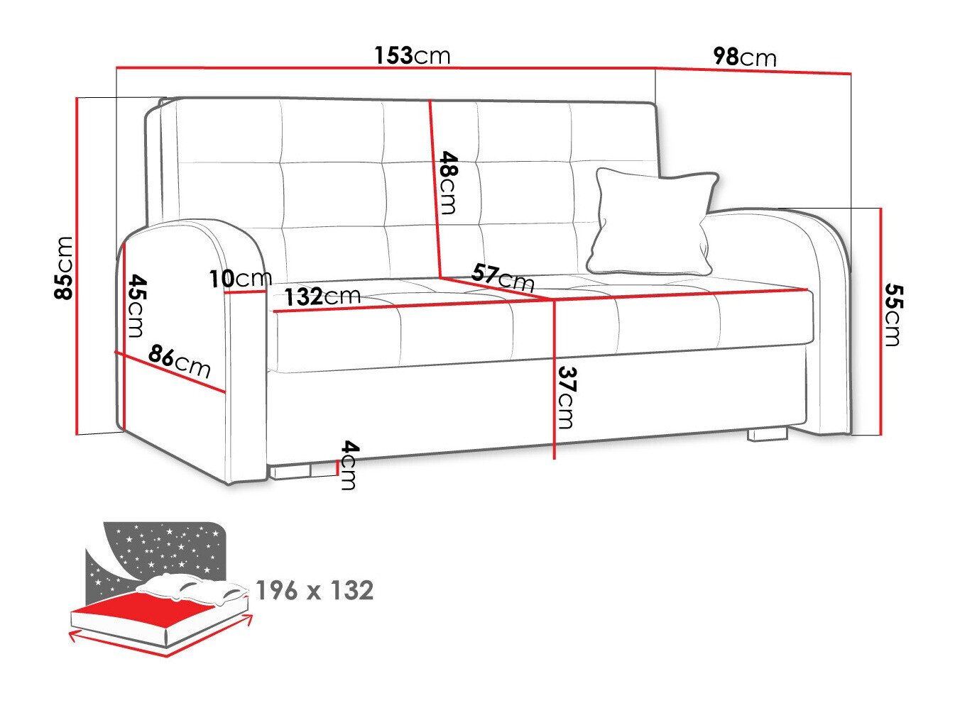 Canapé convertible Columbus 116 (Aragon 14)