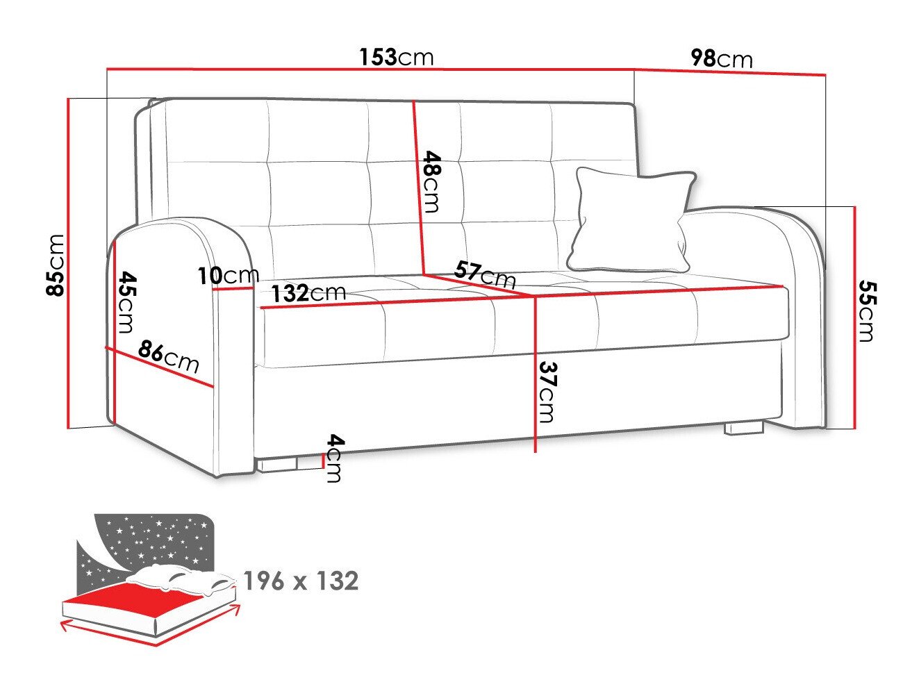 Canapé convertible Columbus 116 (Aragon 20)