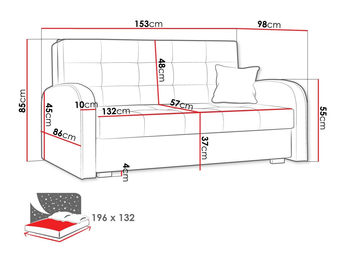Canapé convertible Columbus 116 (Aragon 80)