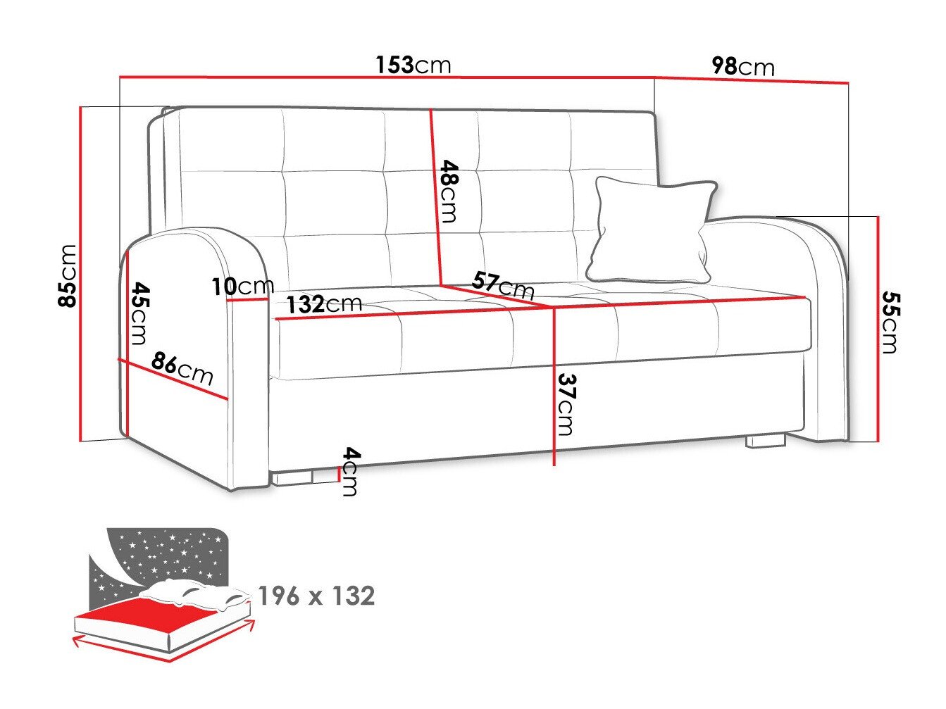 Canapé convertible Columbus 116 (Aragon 93)