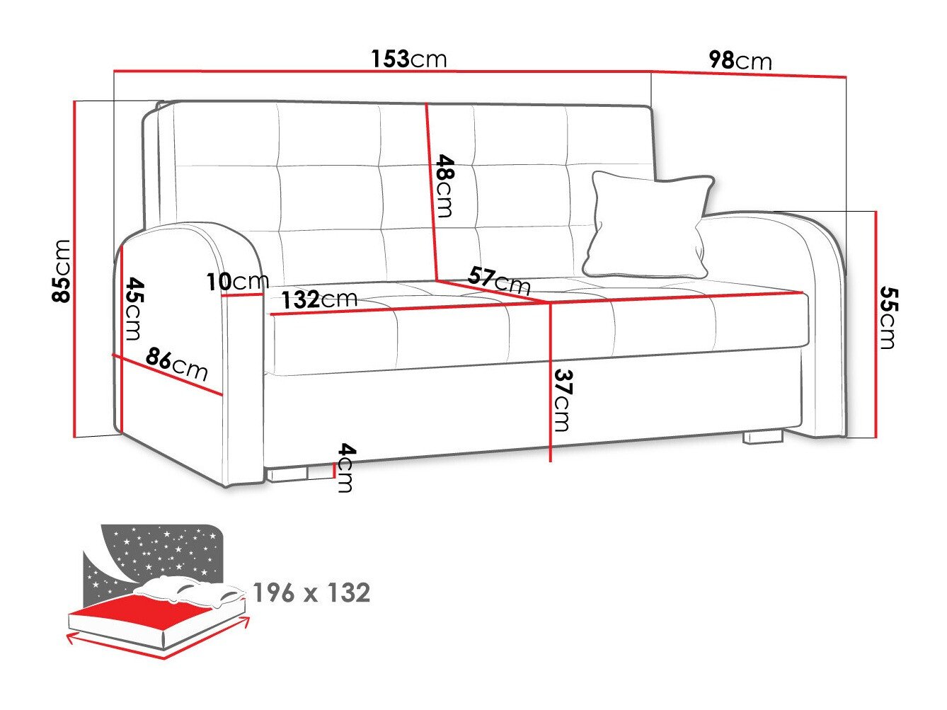 Canapé convertible Silona III (Aragon 90)