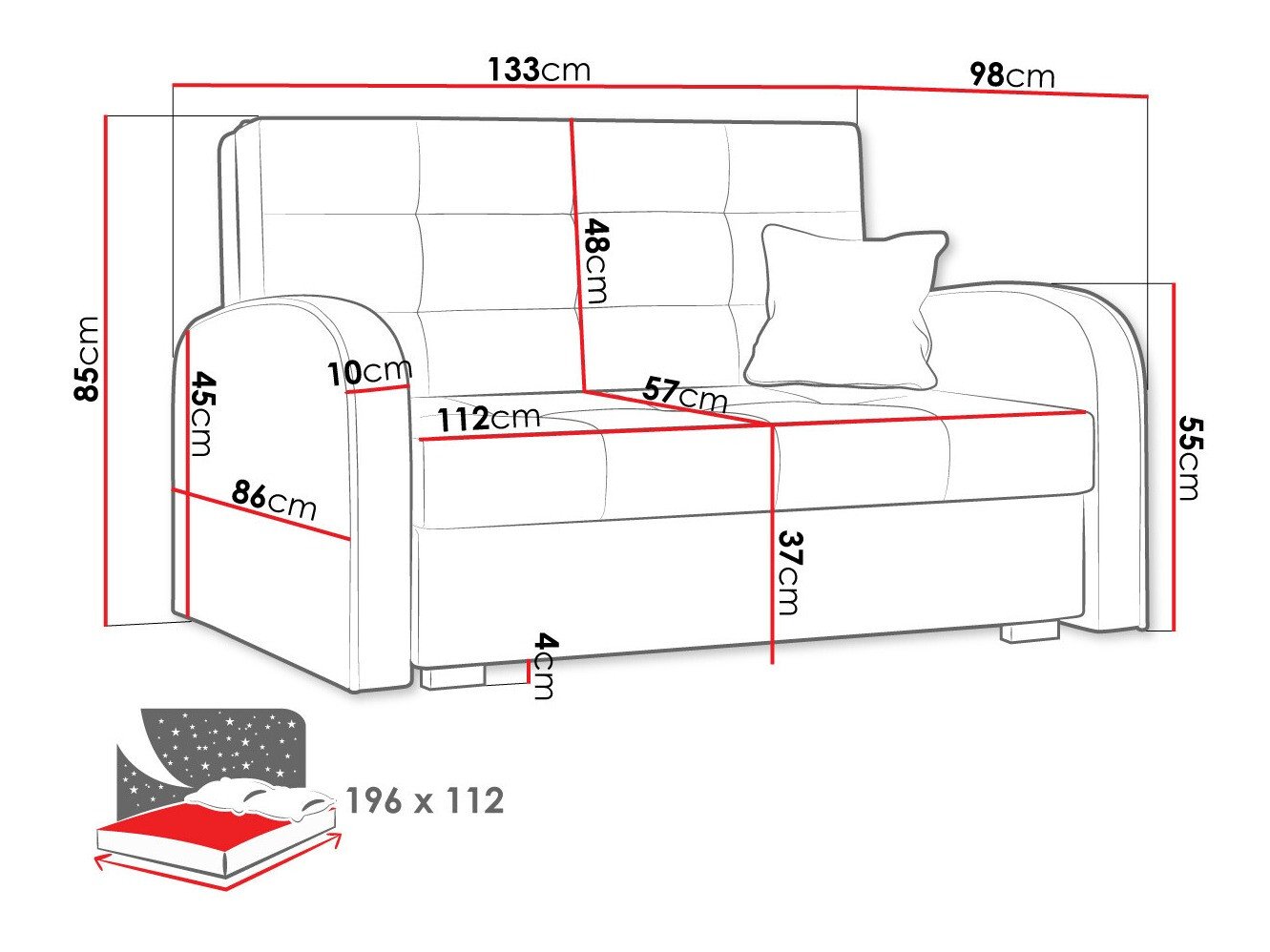 Canapé convertible Columbus 115 (Aragon 90)