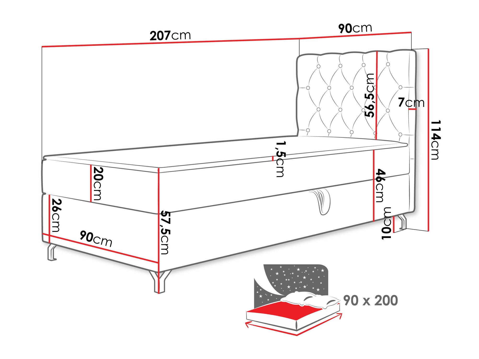 Lit boxspring Memphis 142 (Manila 37)