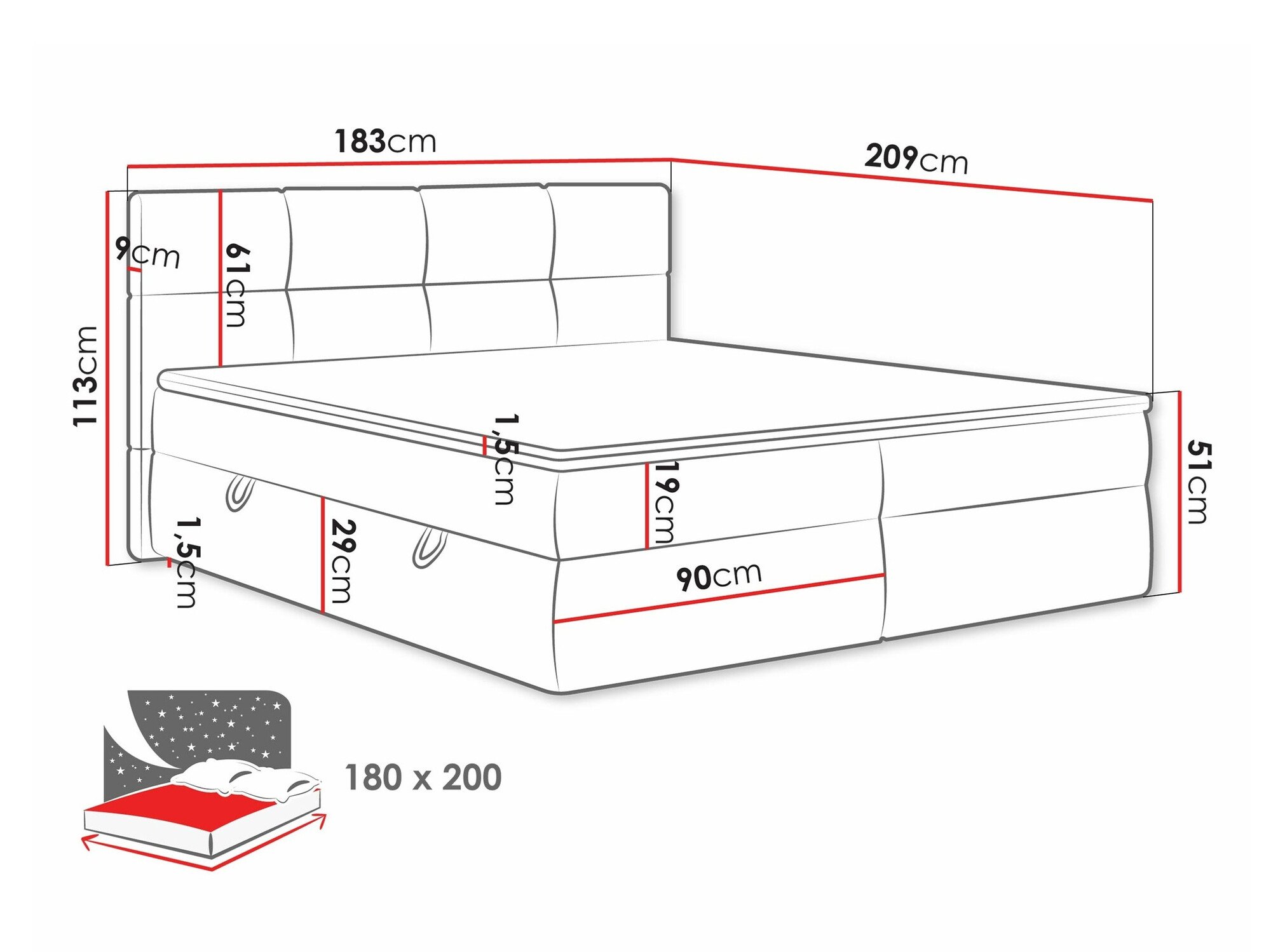 Lit boxspring ComfiDream Nivina (Curio 11)
