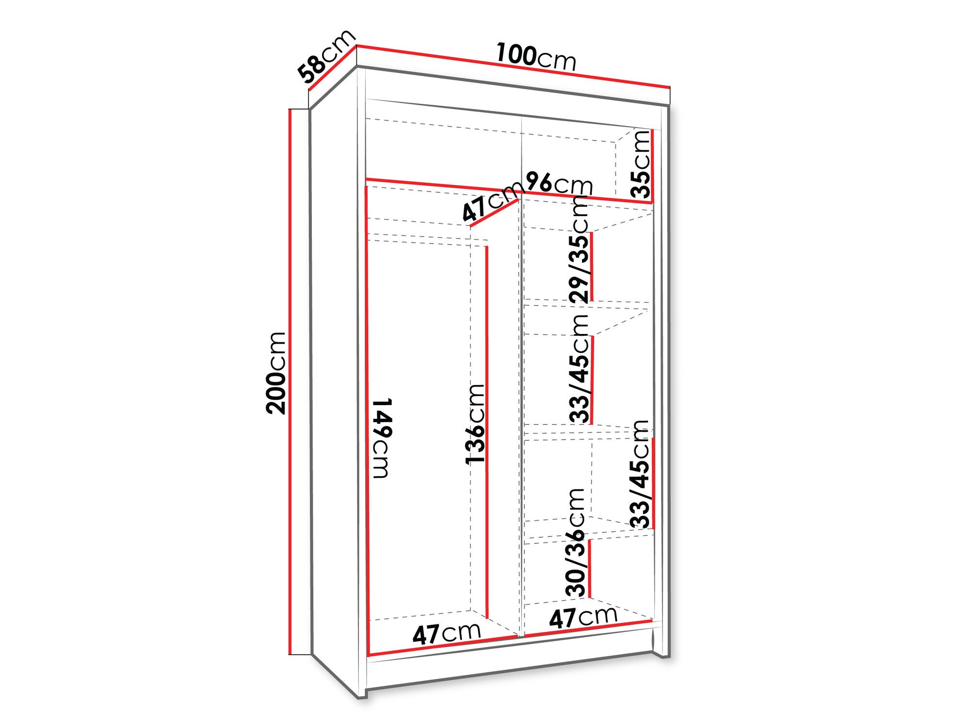 Armoire Closico Corden III (Noir + Blanc)
