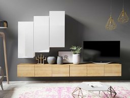 Ensemble de salon Tivdalu 131 (Chêne doré + Blanc)