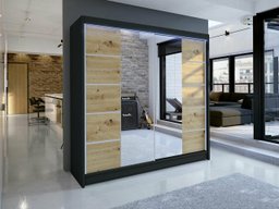 Armoire Closico 154 (Noir + Chêne Artisan)