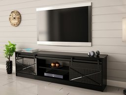 Meuble TV Charlotte 156 (Noir + Noir brillant)