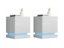 Ensemble de tables de chevet Charlotte 187 (Blanc + Blanc brillant)
