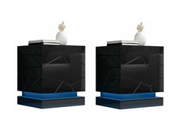 Ensemble de tables de chevet Charlotte 187 (Noir + Noir brillant)