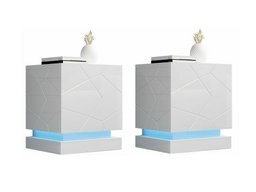 Ensemble de tables de chevet Linar (Blanc + Blanc brillant)