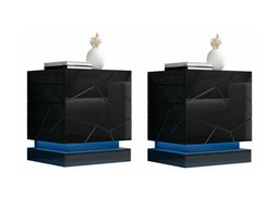 Ensemble de tables de chevet Linar (Noir + Noir brillant)