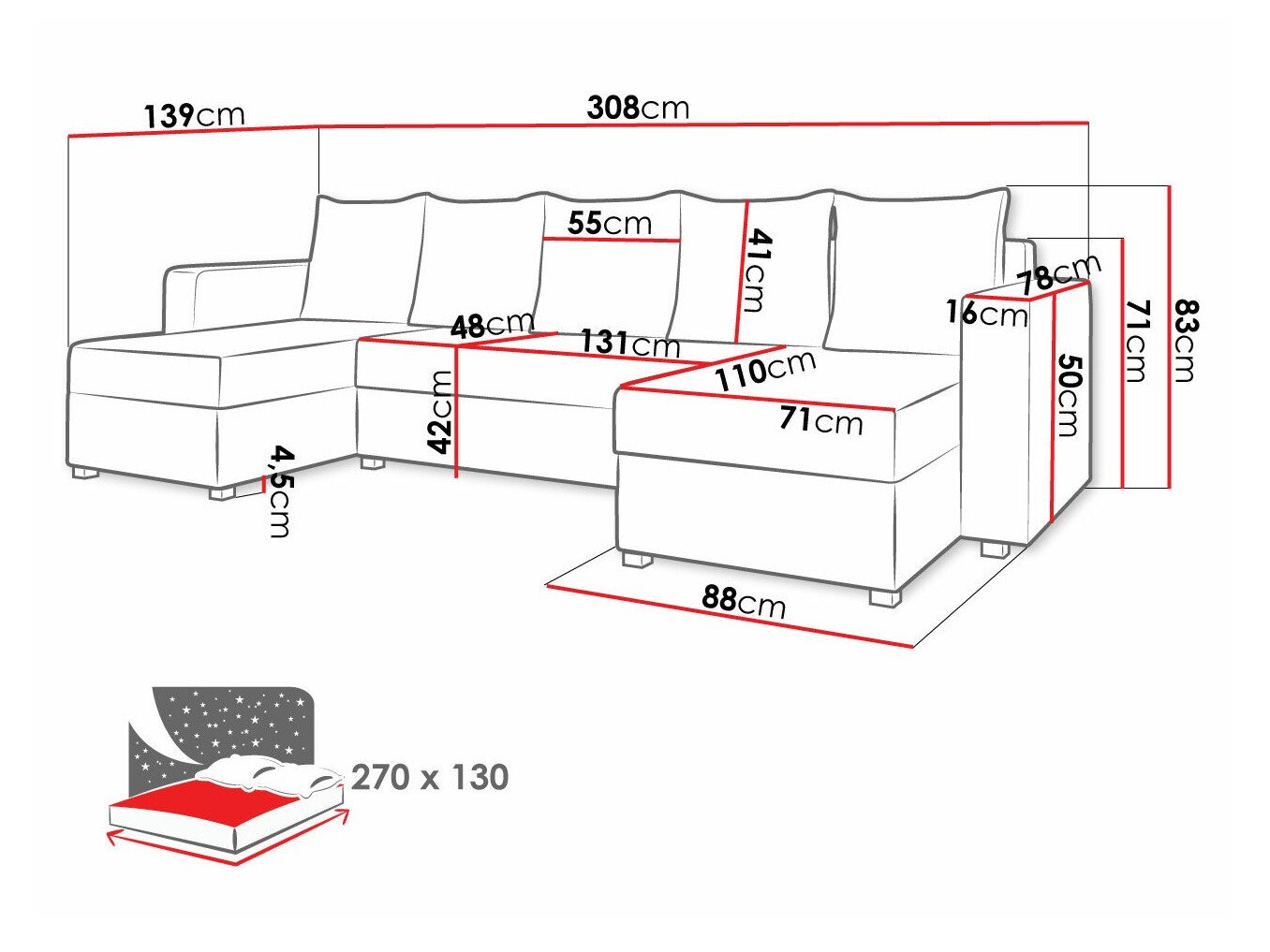 Canapé d'angle Memphis 121 (Soft 011 + Lawa 06)