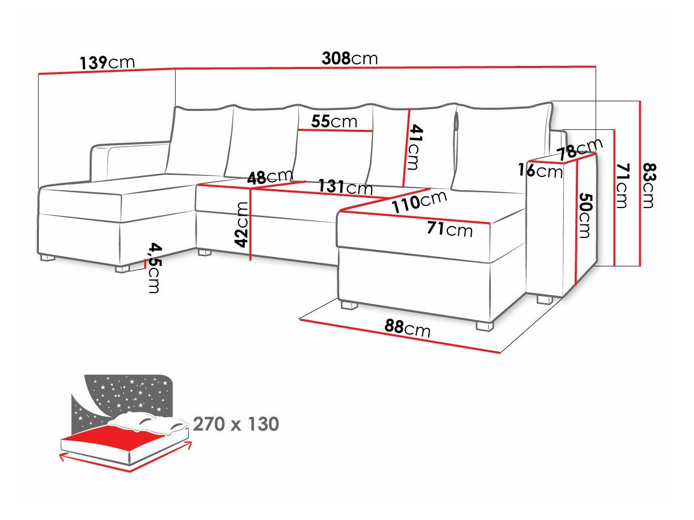 Canapé d'angle Memphis 121 (Soft 017 + Lawa 05)