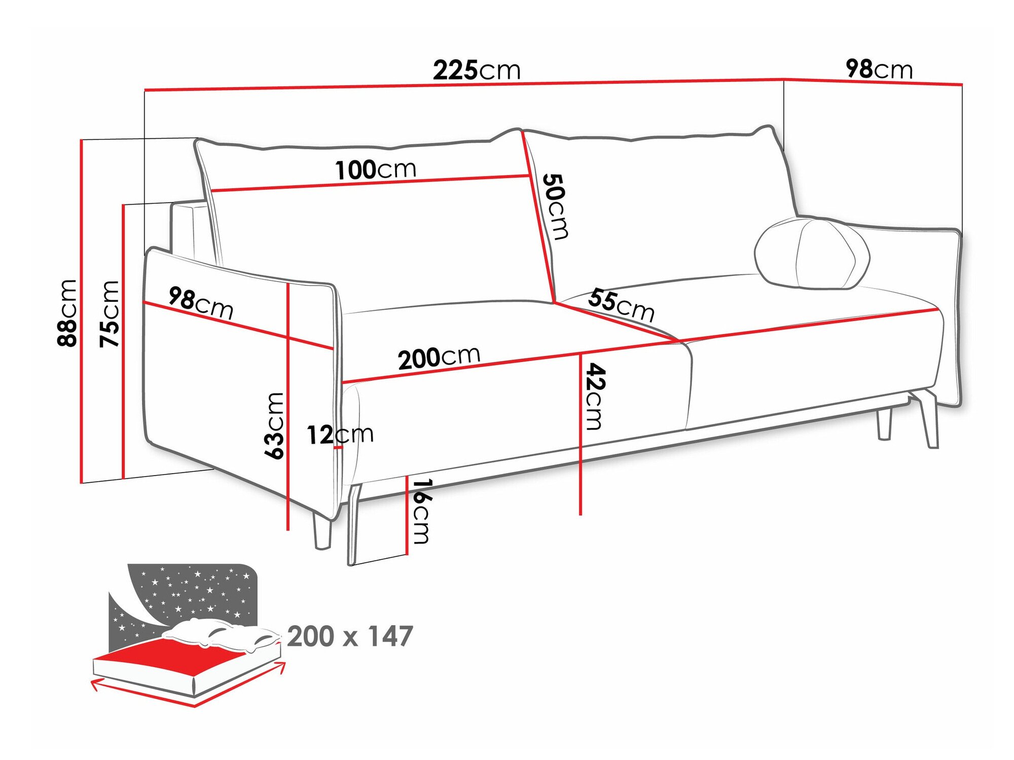 Canapé convertible Columbus 216 (Velo 627)