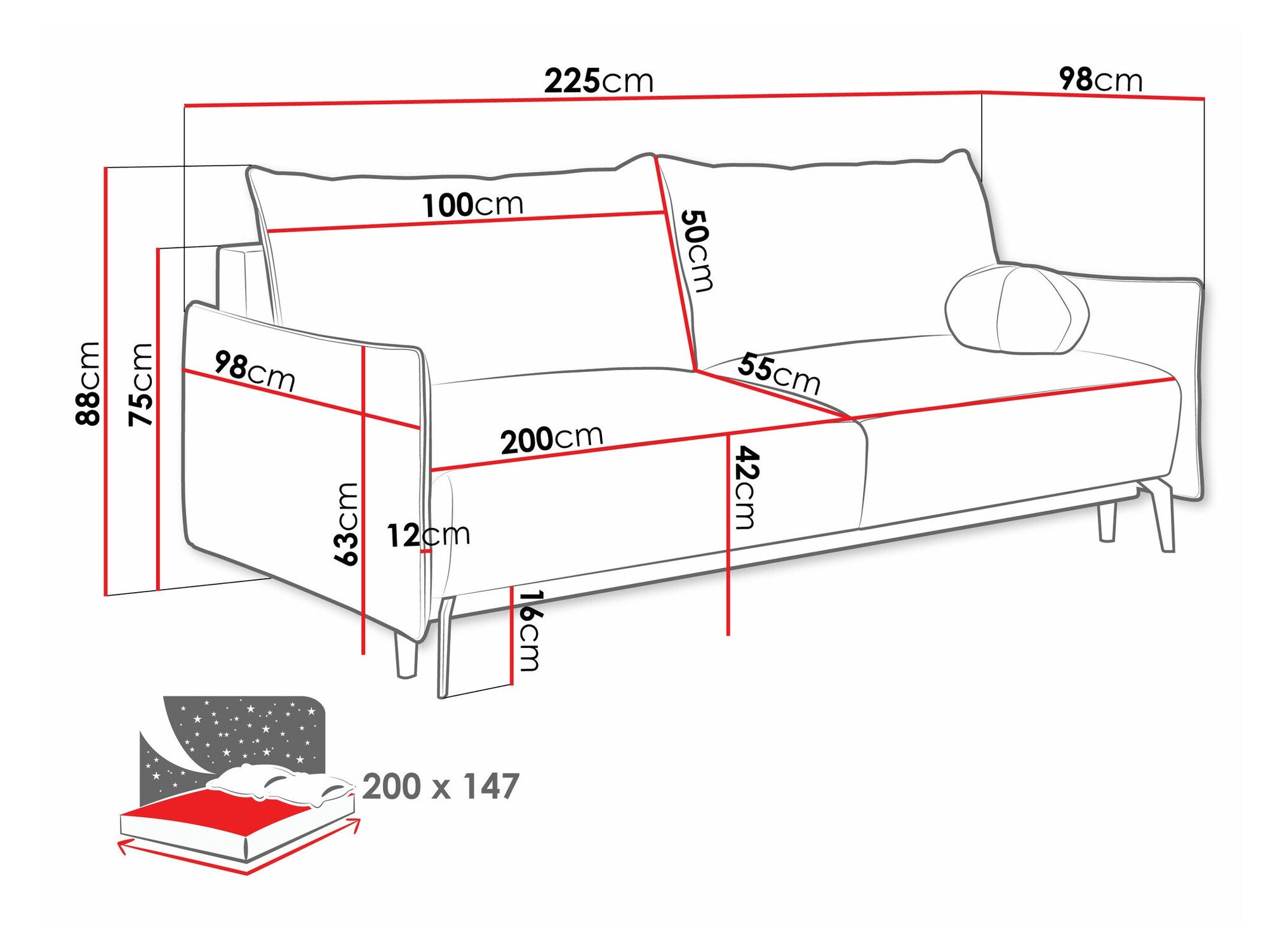 Canapé convertible Columbus 216 (Velo 633)