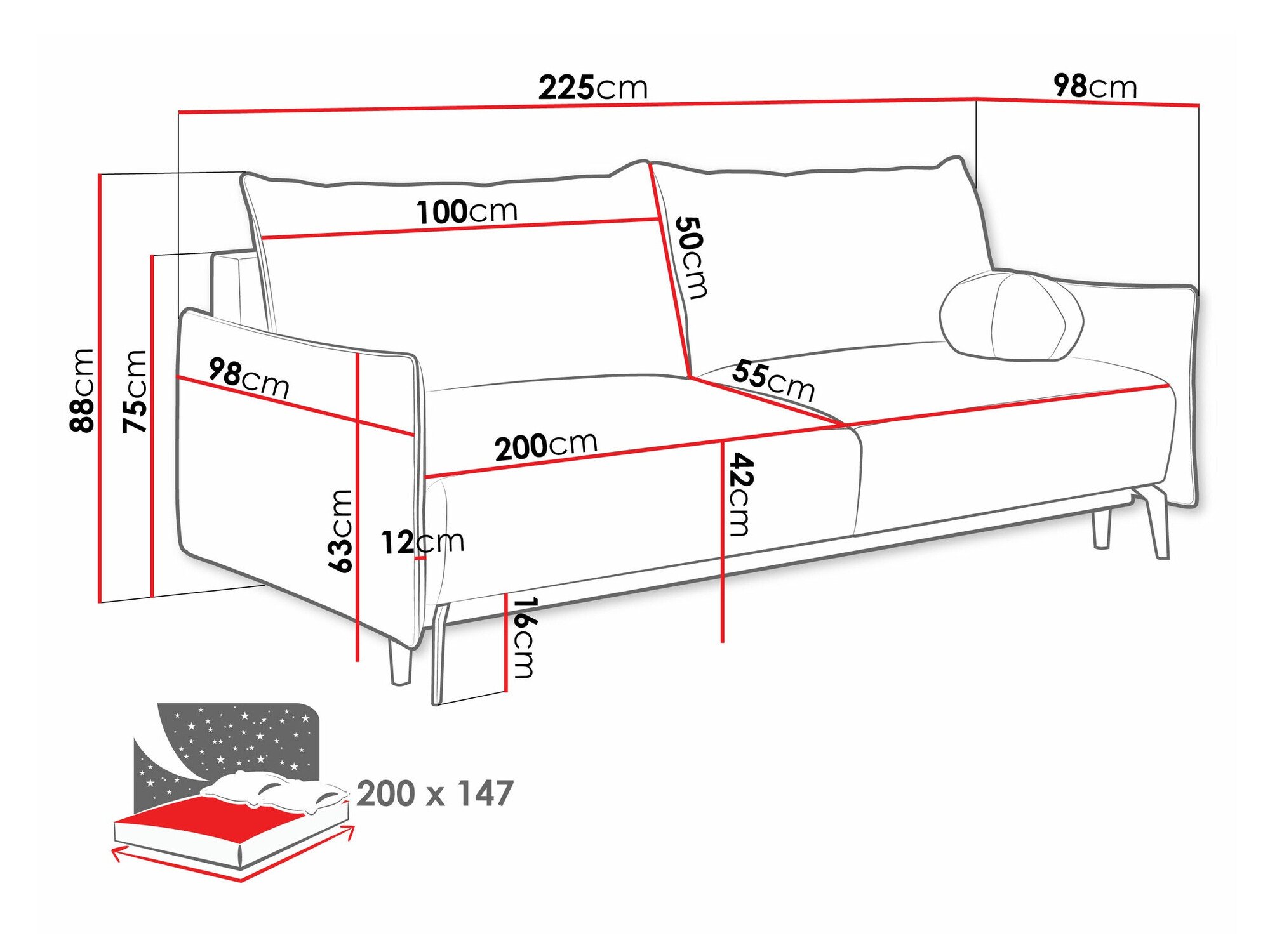 Canapé convertible Columbus 216 (Velo 635)