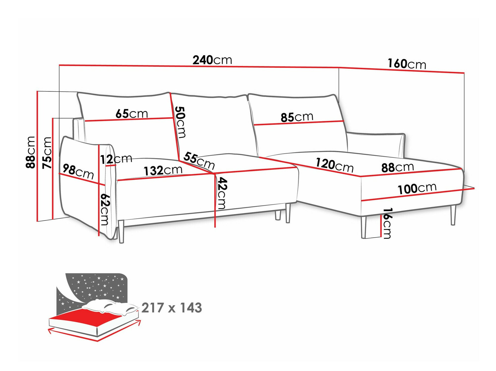 Canapé d'angle Columbus 224 (Velo 623)