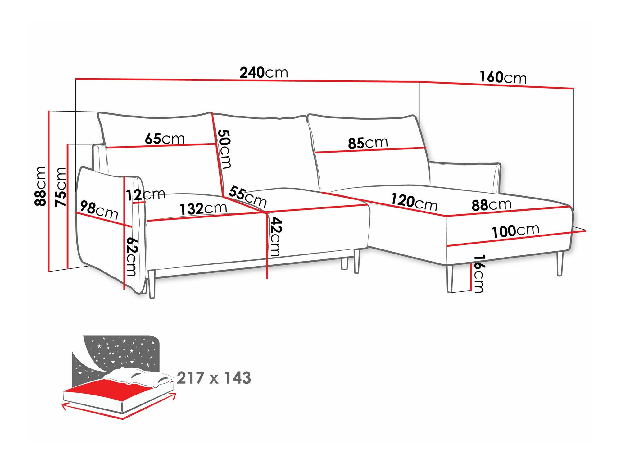 Canapé d'angle Columbus 224 (Velo 626)