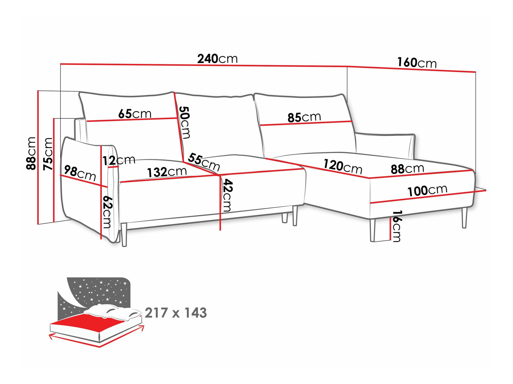 Canapé d'angle Columbus 224 (Velo 636)