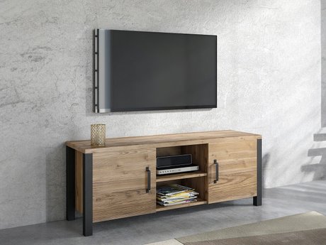 Meuble TV Tornua 104 (Épicéa foncé + Noir mat)