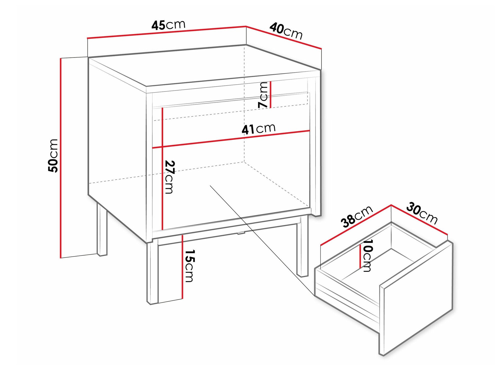 Table de chevet Comfivo Delruva 105 (Blanc)