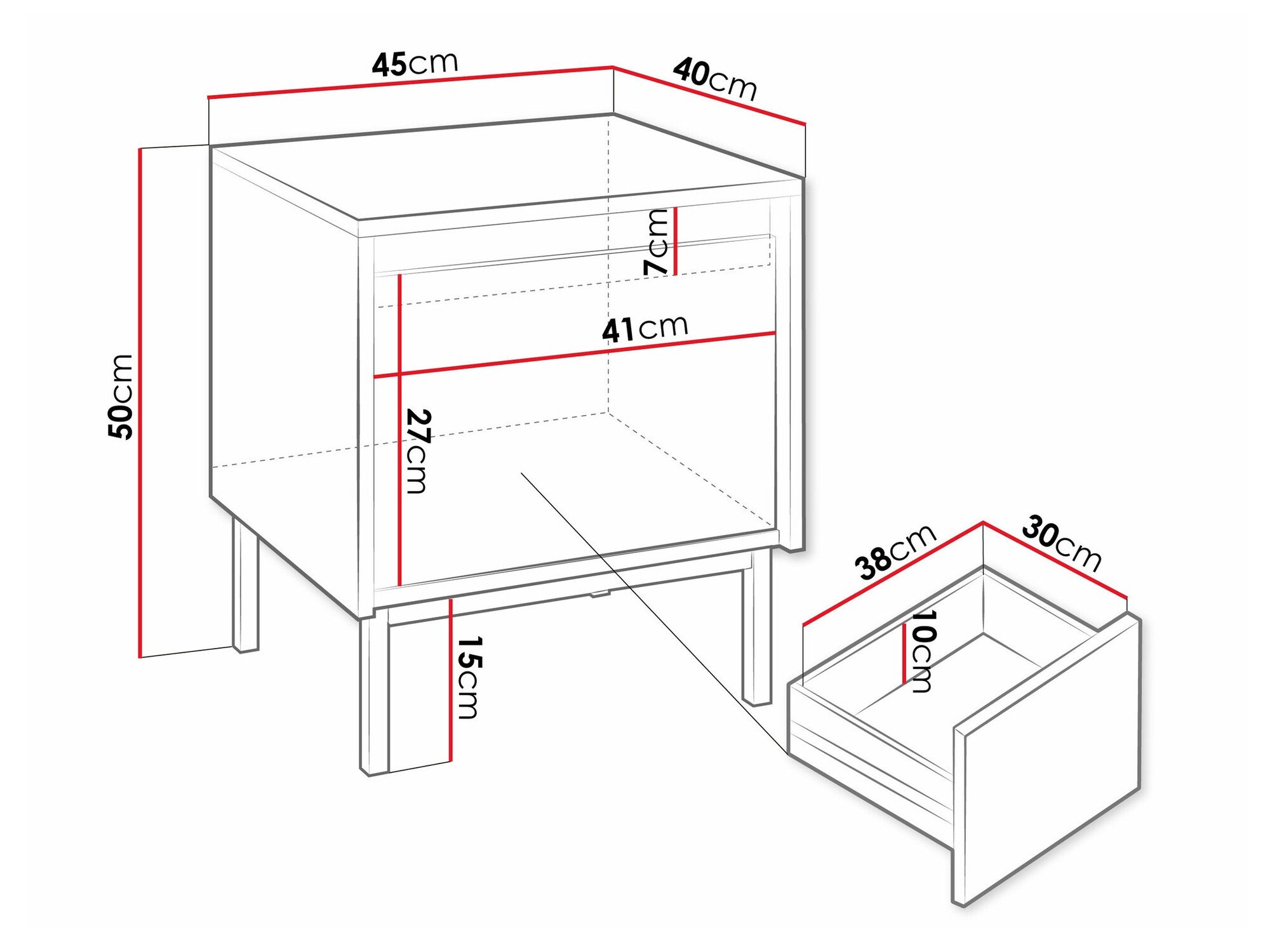 Table de chevet Comfivo Delruva 105 (Noir)